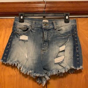 High waisted jean shorts